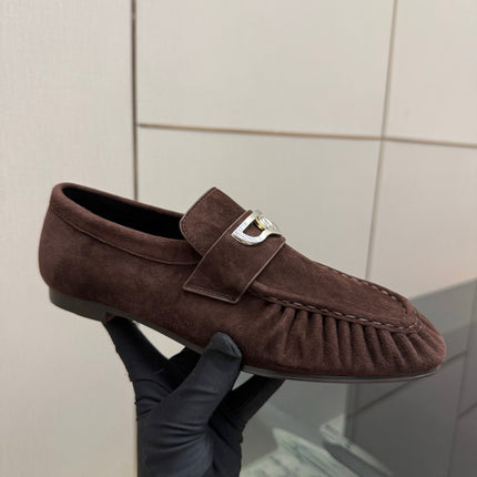 CHRISTIAN LOUBOUTIN 26S LOAFERS IN DARK BROWN SUEDE