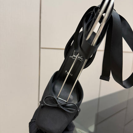CHRISTIAN LOUBOUTIN 26S HIGH HEELS 145 MM IN BLACK SATIN