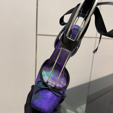CHRISTIAN LOUBOUTIN 26S HIGH HEELS 145 MM IN BLACK MIX PURPLE FLORAL PRINT SATIN