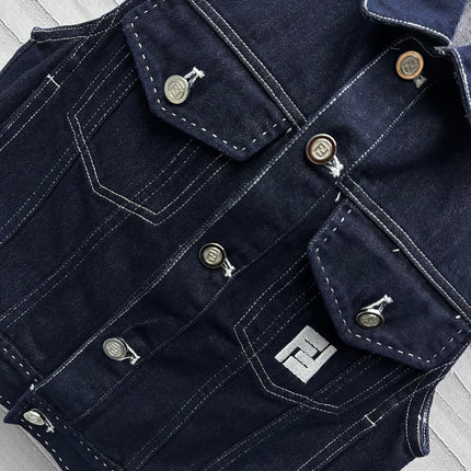 Fendi 25C Embroidered Denim Vest 228894