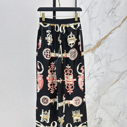 HERMES 25S SILK WIDE-LEG STRAIGHT PANTS 380