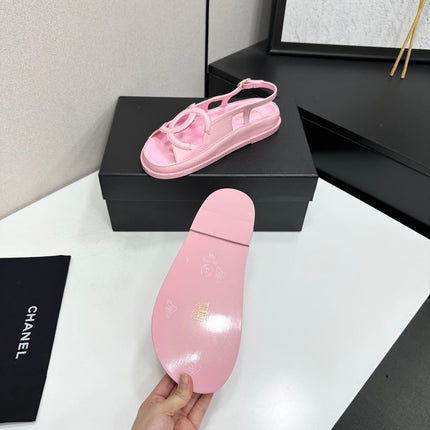 CHANEL 26S FLAT SANDALS IN LIGHT PINK LAMBSKIN