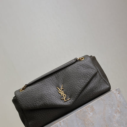 YSL 25S CALYPSO 30 IN DARK OLIVE GRAINED CALFSKIN GOLD HARDWARE