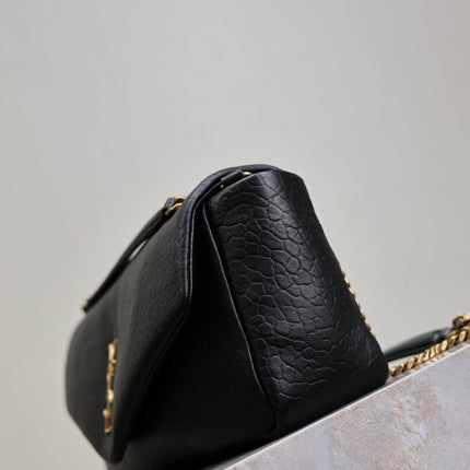 YSL 25S CALYPSO 30 IN BLACK GRAINED CALFSKIN GOLD HARDWARE
