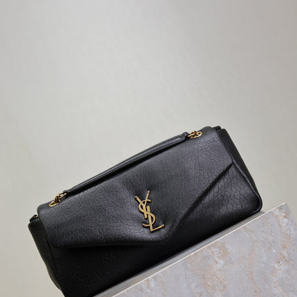 YSL 25S CALYPSO 30 IN BLACK GRAINED CALFSKIN GOLD HARDWARE