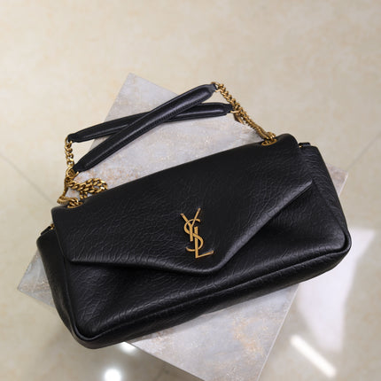 YSL 25S CALYPSO 30 IN BLACK GRAINED CALFSKIN GOLD HARDWARE