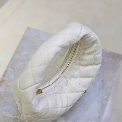 YSL 25S ICARINO 17 IN WHITE QUILTED CALFSKIN GOLD HARDWARE