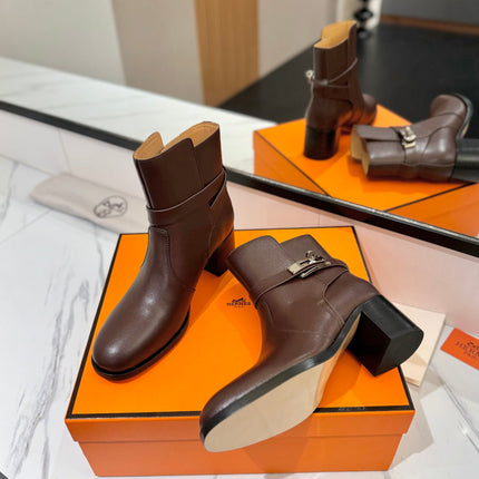HM 26S ANKLE BOOTS 55 MM IN DARK BROWN CALFSKIN