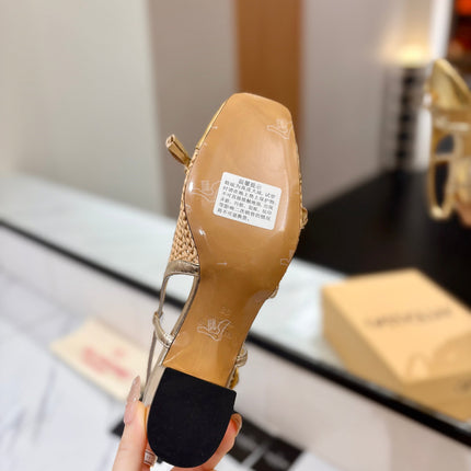VALENTINO 26S HEELED SLINGBACKS 60 MM IN GOLD CALFSKIN