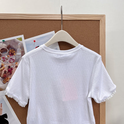 MIUMIU 26S LACE TRIM KNIT CROPPED TOP 1190