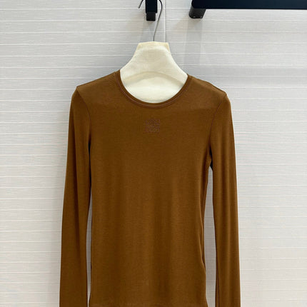 Loewe Long-sleeve T-shirt Olive Brown Lyocell