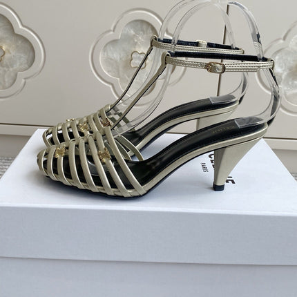CELINE 26S CLEA TRIOMPHE GLADIATOR HEEL SANDALS 60 MM IN CHAMPAGNE GOLD LAMBSKIN