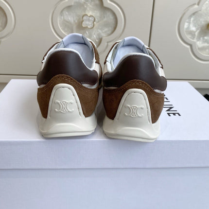 CELINE 26S RUNNER SNEAKERS IN BROWN SUEDE AND WHITE NYLON