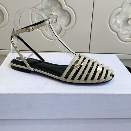 CELINE 26S CLEA TRIOMPHE GLADIATOR SANDALS IN BEIGE LAMBSKIN