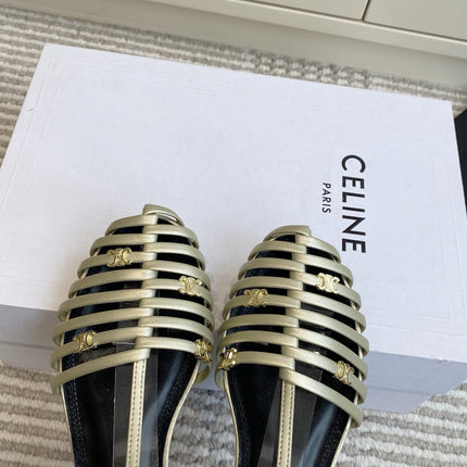 CELINE 26S CLEA TRIOMPHE GLADIATOR SANDALS IN CHAMPAGNE GOLD LAMBSKIN