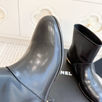 CHANEL 26S SHORT BOOTS IN BLACK CALFSKIN