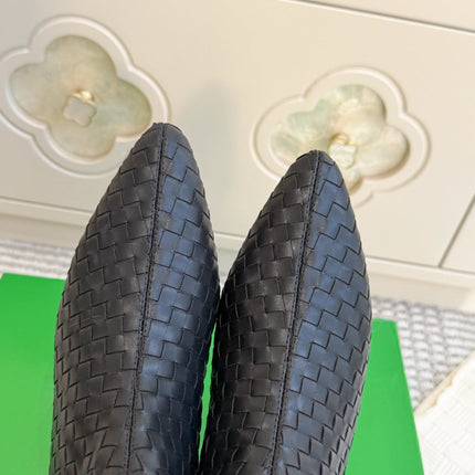 BOTTEGA VENETA 26S ANKLE BOOTS 45 MM IN BLACK BRAIDED LAMBSKIN