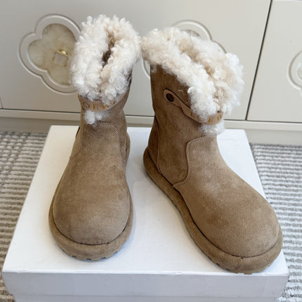LOEWE 26S ANKLE BOOTS IN LIGHT BROWN SUEDE WITH SHEEPSKIN