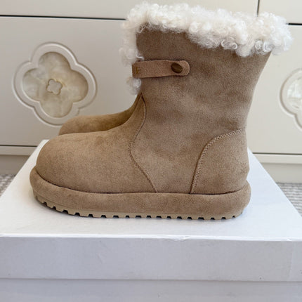 LOEWE 26S ANKLE BOOTS IN LIGHT BROWN SUEDE WITH SHEEPSKIN