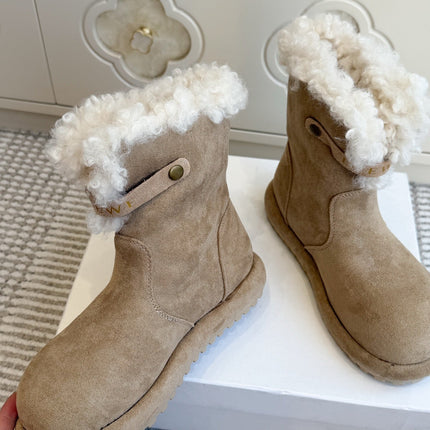 LOEWE 26S ANKLE BOOTS IN LIGHT BROWN SUEDE WITH SHEEPSKIN