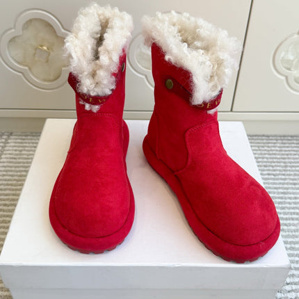 LOEWE 26S ANKLE BOOTS IN DARK RED SUEDE WITH SHEEPSKIN