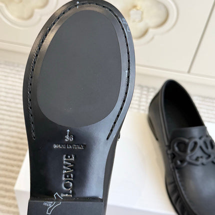 LOEWE 26S ANAGRAM LOAFERS IN BLACK CALFSKIN
