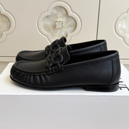 LOEWE 26S ANAGRAM LOAFERS IN BLACK CALFSKIN