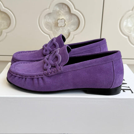 LOEWE 26S ANAGRAM LOAFERS IN PURPLE SUEDE