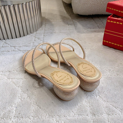 RENE CAOVILLA 26S HIGH-HEELED SANDALS 45 MM IN BEIGE LAMBSKIN