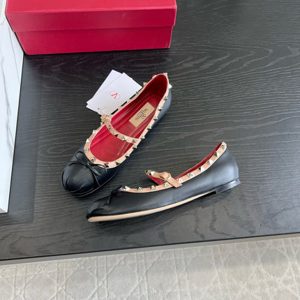 VALENTINO 26S STUD-EMBELLISHED MARY JANE IN BLACK CALFSKIN