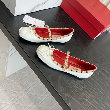 VALENTINO 26S STUD-EMBELLISHED MARY JANE IN WHITE CALFSKIN