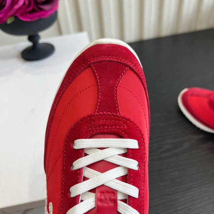 CELINE 26S LOW TOP SNEAKERS IN RED SUEDE AND FABRIC