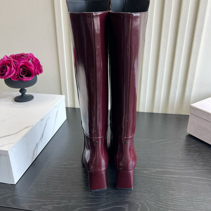 JIMMY CHOO 26S KNEE HIGH BOOTS 60 MM IN BURGUNDY CALFSKIN
