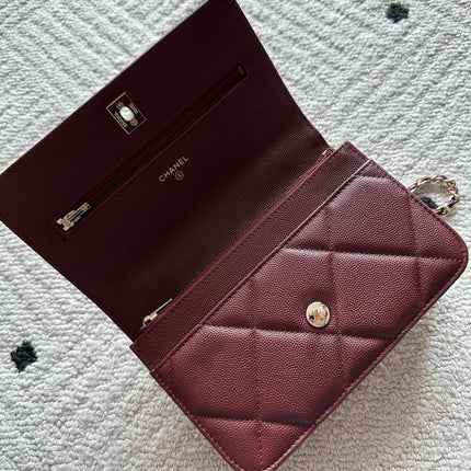 CHANEL 25S MINI FLAP BAG 19 IN DARK RED CAVIAR LEATHER