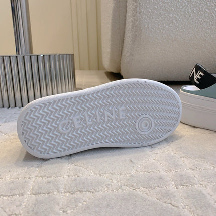 CELINE 26S WEDGE MULES MM IN LIGHT BLUE SMOOTH CALFSKIN