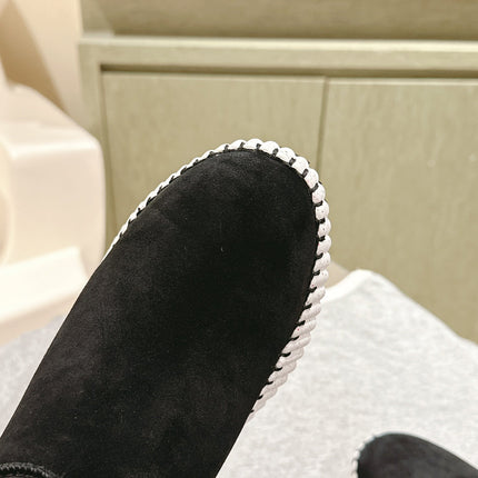 CHLOÉ 26S SHEARLING ANKLE BOOTS IN BLACK SUEDE