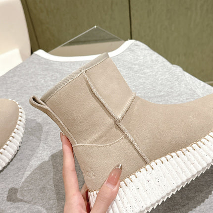 CHLOÉ 26S SHEARLING ANKLE BOOTS IN BEIGE SUEDE
