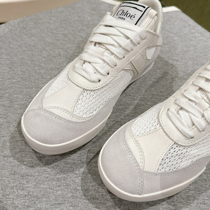 CHLOÉ 26S SNEAKERS IN WHITE CALFSKIN AND SUEDE