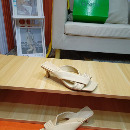 BOTTEGA VENETA 26S HEEL SANDALS 50 MM IN BEIGE LAMBSKIN