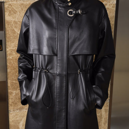 HERMES 25S LONG LEATHER COAT 359