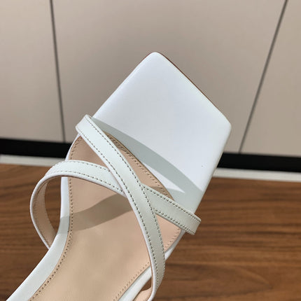 GIANVITO ROSSI 26S CRYSTAL HEELS 105 MM IN WHITE LAMBSKIN