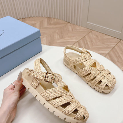 PRA RUBBER FISHERMAN SANDALS BEIGE LAMBSKIN