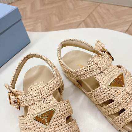 PRA RUBBER FISHERMAN SANDALS BEIGE LAMBSKIN