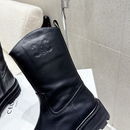 CELINE 26S ZIP-UP ANKLE BOOTS IN BLACK CALFSKIN