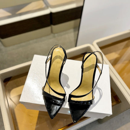 GIANVITO ROSSI 26S STRAPPY HIGH-HEEL SANDALS 105 MM IN BLACK PATENT CALFSKIN