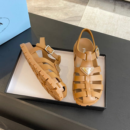 PRA RUBBER FISHERMAN SANDALS BRONZE CALFSKIN