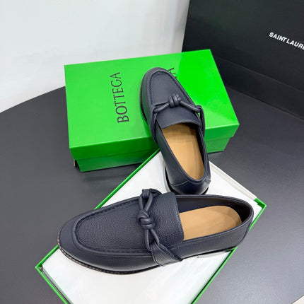 BOTTEGA VENETA 26S LOAFERS IN BLUE GRAY GRAINED CALFSKIN