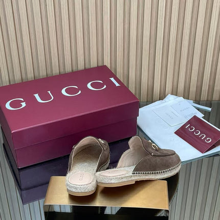 GUCCI 26S LOAFER MULES IN DARK BROWN SUEDE