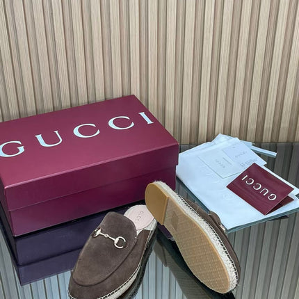 GUCCI 26S LOAFER MULES IN DARK BROWN SUEDE