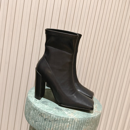 ALAIA 26S HEELED BOOTS 90 MM IN BLACK CALFSKIN